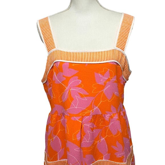 Isaac Mizrahi Live QVC Petite Tiered Midi Dress 14P Tropical Print Neon Colors - Picture 2 of 9